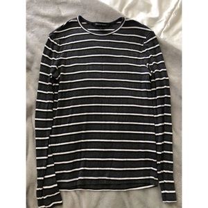 Black, white & navy striped long sleeve shirt